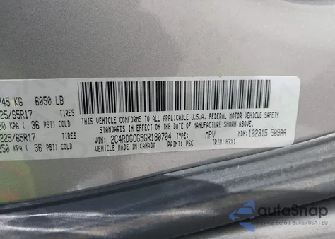 2016 Dodge Grand Caravan Sxt из США, поврежденный, VIN 2C4RDGCG5GR180704